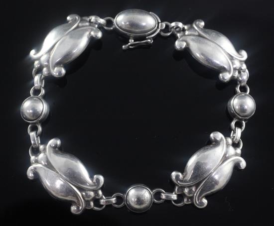 A Georg Jensen Danish sterling silver Moonlight Blossom bracelet, no.11, 19cm.